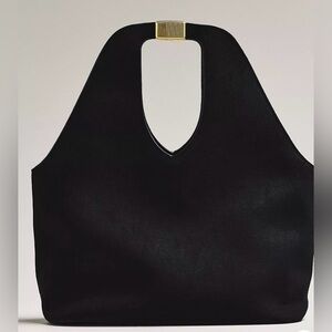 NWT Anthropologie Faux-Suede
Gilded Handle Tote Bag Elegant Black Tote Bag